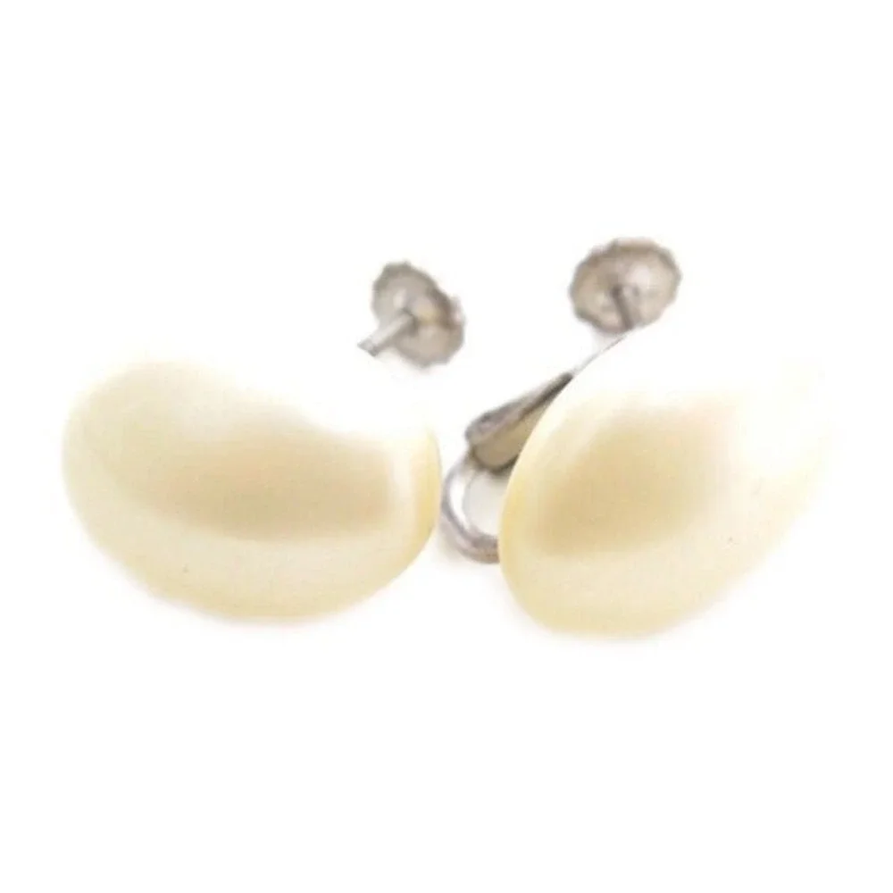 Vintage Oval Faux Pearl Silver Clip Screw Tight‎ Earrings